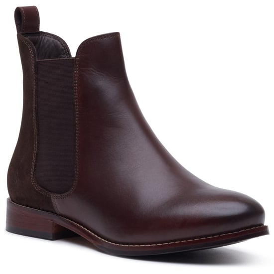 Hush Puppies Colette Leren Dames Chocolade Brede Pasvorm Platte Chelsea Boots - Image 1