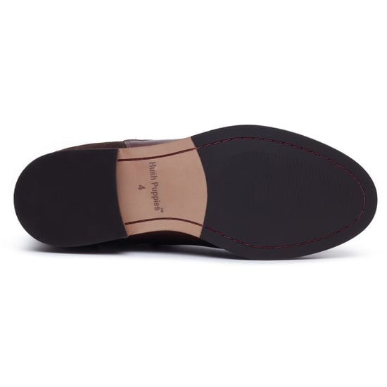 Hush Puppies Colette Leren Dames Chocolade Brede Pasvorm Platte Chelsea Boots - Image 4