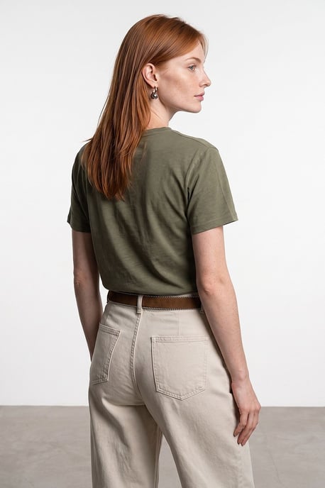 Katoenen Tencel V-hals Korte Mouwen Blouse - Image 2