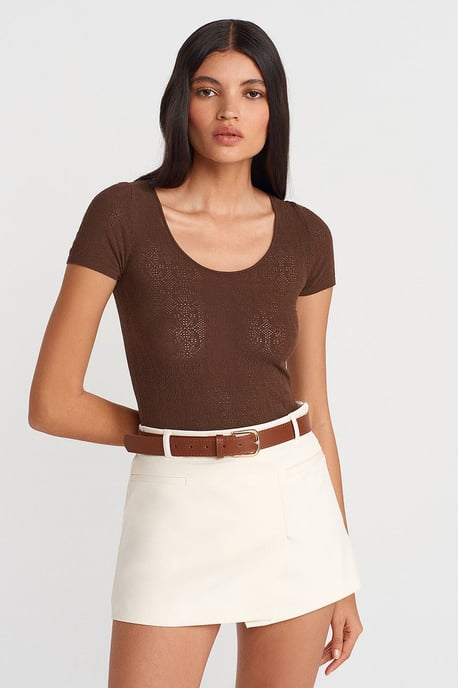 Slim Fit Ribbed Textured Blouse - Image 1