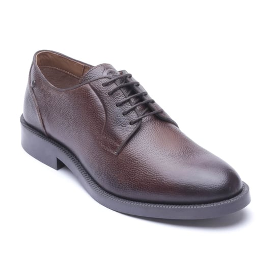 Base London Luca Läder Herr TUMBLED BRUN Derby Skor - Image 1