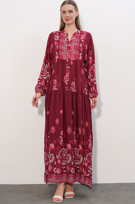 Patterned V-Neck Maxi Dress - Image 2