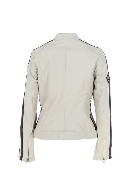 'Corsa' Real Leather Vintage Wash Racing Patch Details Jacket - Image 3