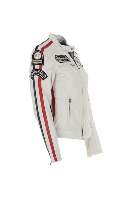 'Corsa' Real Leather Vintage Wash Racing Patch Details Jacket - Image 4