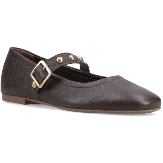 Hush Puppies Charlene Stud Ballerina Leather Women's Chocolate Flats - Image 1