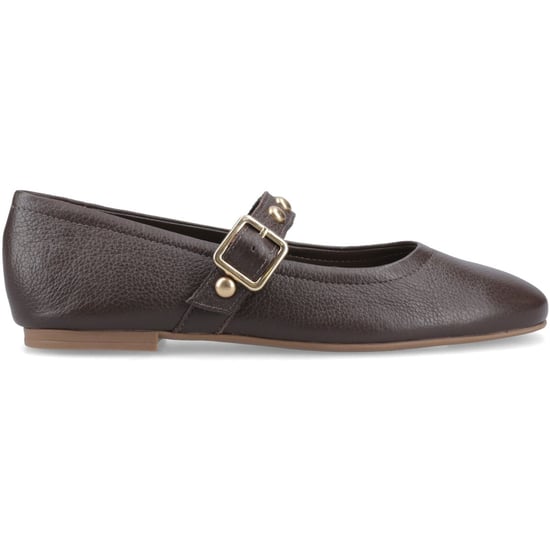 Hush Puppies Charlene Stud Ballerina Leather Women's Chocolate Flats - Image 3