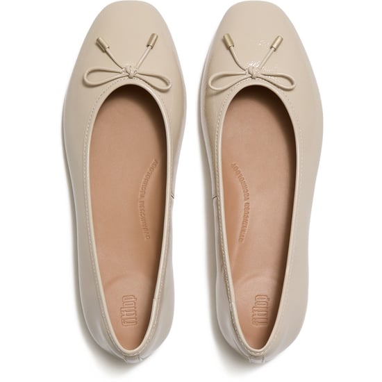 Fitflop Delicato Bow Leather Women's Hazy Taupe Flats - Image 3
