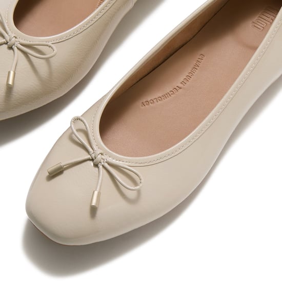 Fitflop Delicato Bow Leather Women's Hazy Taupe Flats - Image 5