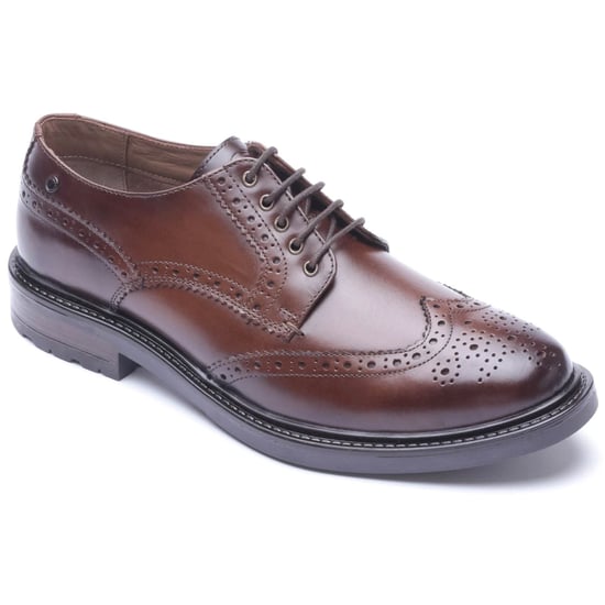 Base London Tanner Leather Men's BROWN Brogues Shoes - Image 1