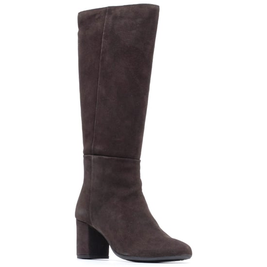 Hush Puppies Oprah Suede Long Leather Women's Chocolate Heeled Knee High Boots - Image 1