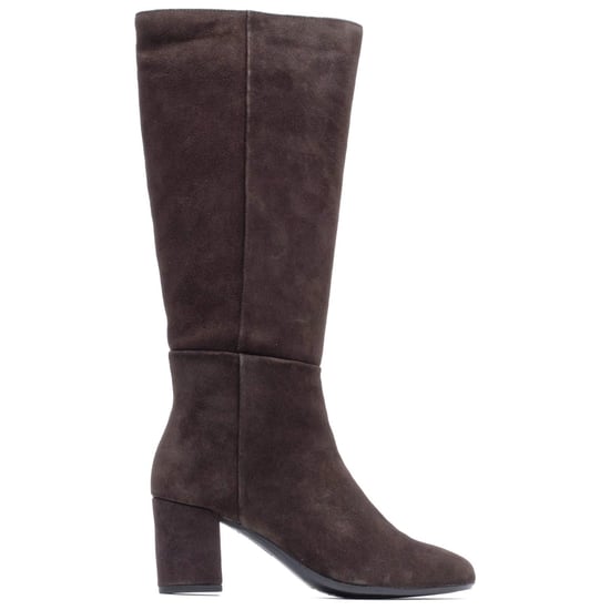 Hush Puppies Oprah Suede Long Leather Women's Chocolate Heeled Knee High Boots - Image 6