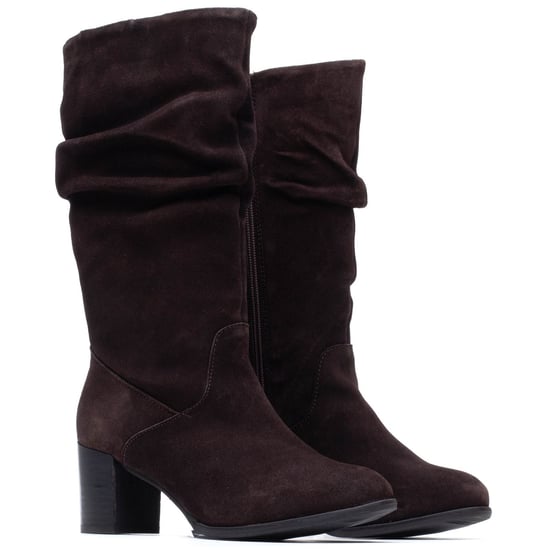 Hush Puppies Cosima Suède Dames Chocolade Hiel Kniehooglaarzen - Image 3