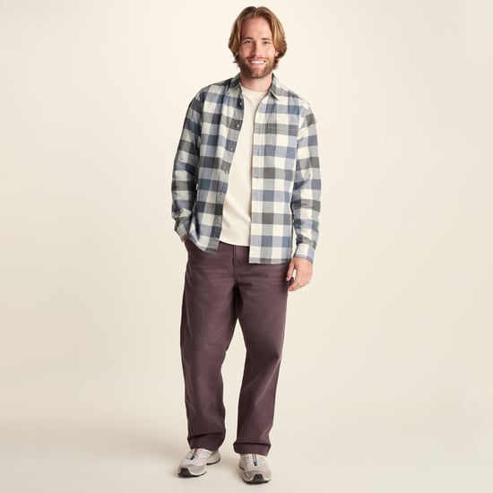 Bryson Mens Brushed Flannel Check Shirt - Ash Brown Check - Image 1