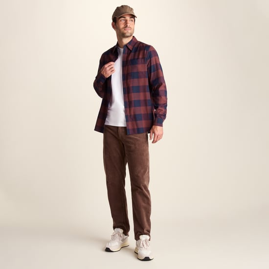 Marcel Mens Brushed Flannel Check Shirt - Blue & Brown Check - Image 1