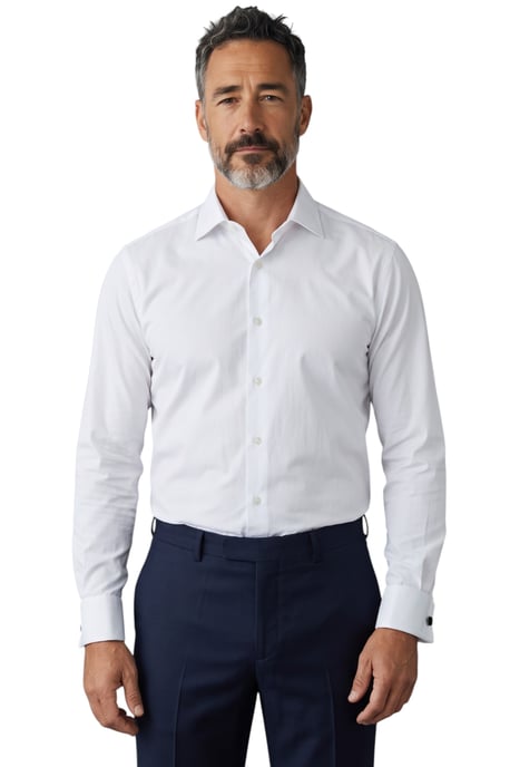 Vit herrskjorta med smal passform, långärmad, enfärgad – JP - Image 1
