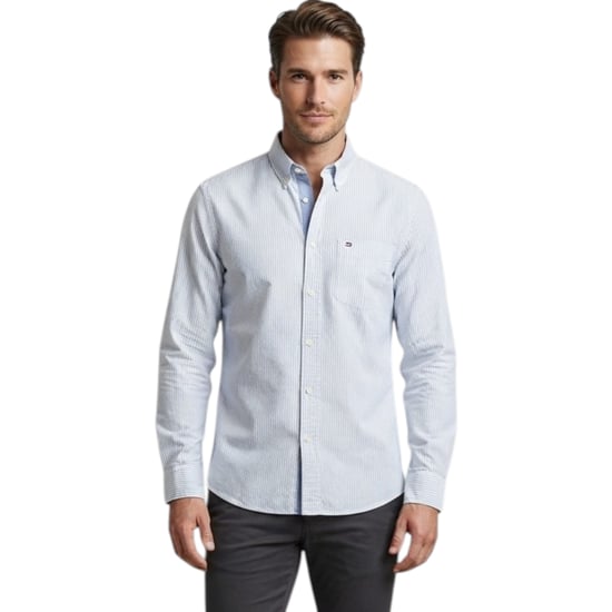 Tommy Hilfiger Mens Oxford Shirts Ithaca Stripe Regular Fit Long Sleeve Shirt - Image 1