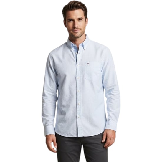 Tommy Hilfiger Mens Oxford Shirts Ithaca Stripe Regular Fit Long Sleeve Shirt - Image 1