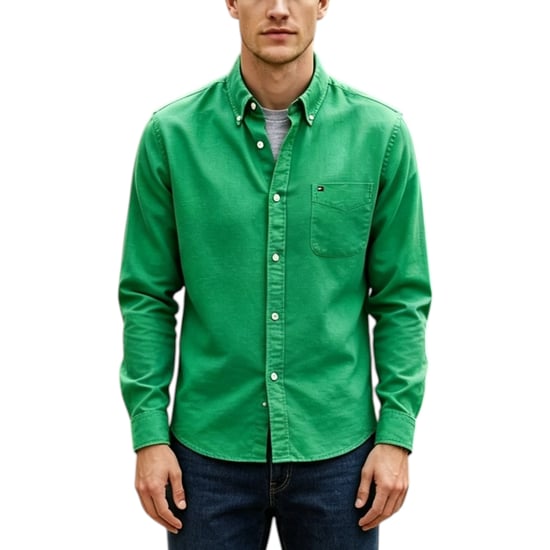 TOMMY HILFIGER Mens Oxford Shirt Cotton Long Sleeve Casual Formal Classic Fit - Image 1