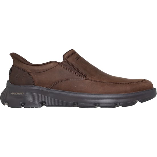 Skechers Arch Fit Garza Umar Leather Men's Cocoa Loafers - Image 5