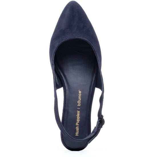 Hush Puppies Nahla Buckle Kitten Heel Leren Dames Navy Ronde Slingback Schoenen - Image 5