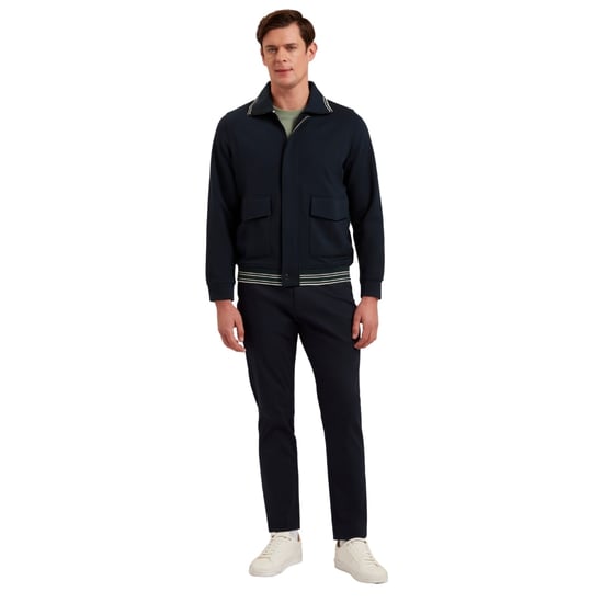Ted Baker Mall Marineblauwe Jas Met Verborgen Sluiting - Image 6