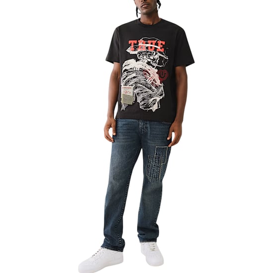 True Religion 108466 Mens Oversized T Shirts Cowboy Print Drop Shoulder Soft Tee - Image 3