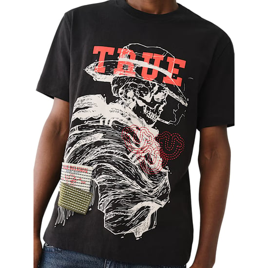 True Religion 108466 Mens Oversized T Shirts Cowboy Print Drop Shoulder Soft Tee - Image 4