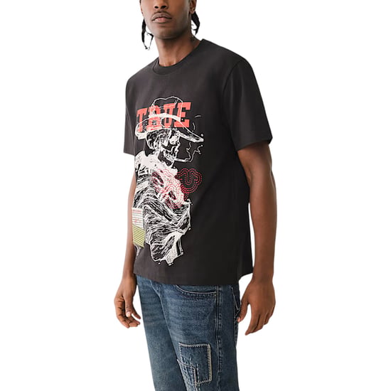 True Religion 108466 Mens Oversized T Shirts Cowboy Print Drop Shoulder Soft Tee - Image 5