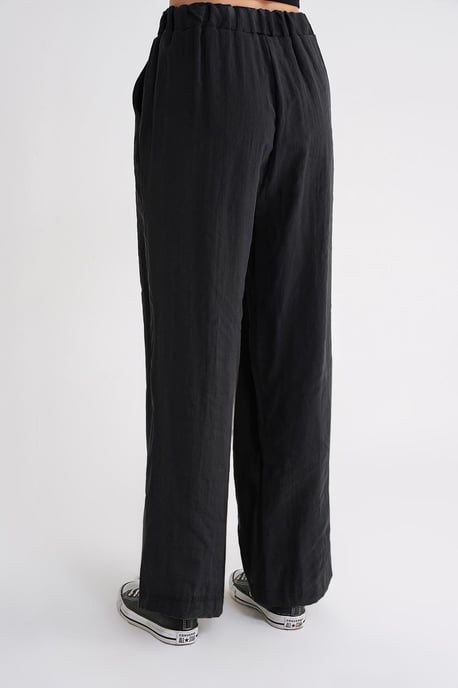 Hoge taille modal geplooide palazzo broek met strikkoord - Image 6