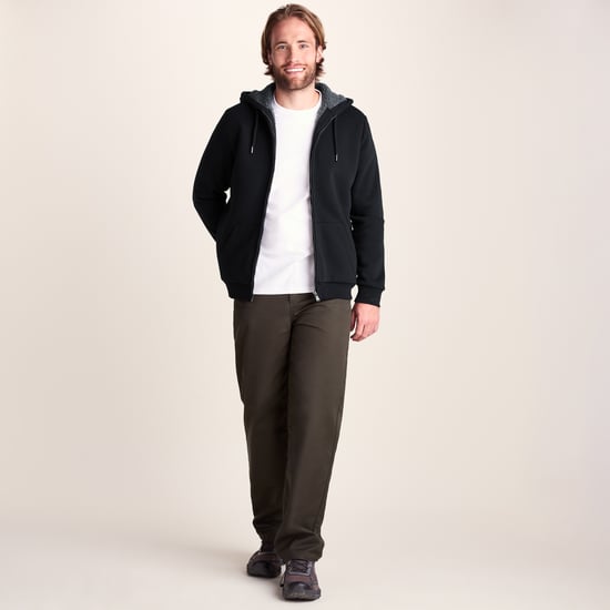 Ramsey Mens Supersoft Sherpa Lined Zip Hoodie - Black - Image 1