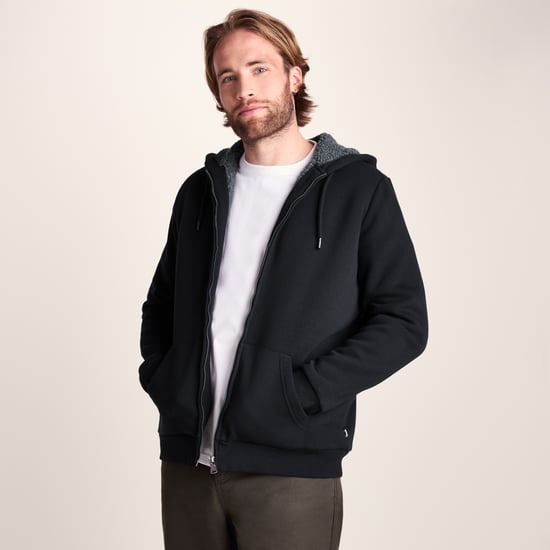 Ramsey Mens Supersoft Sherpa Lined Zip Hoodie - Black - Image 3