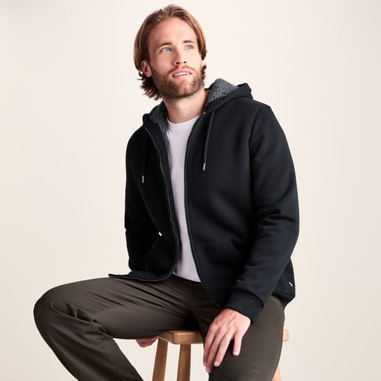 Ramsey Mens Supersoft Sherpa Lined Zip Hoodie - Black - Image 4