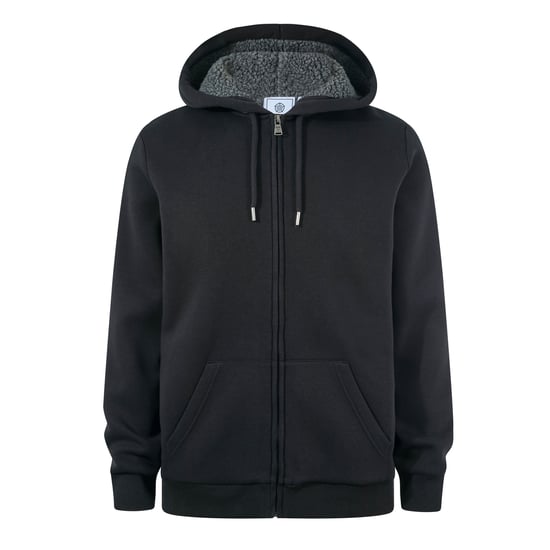 Ramsey Mens Supersoft Sherpa Lined Zip Hoodie - Black - Image 5
