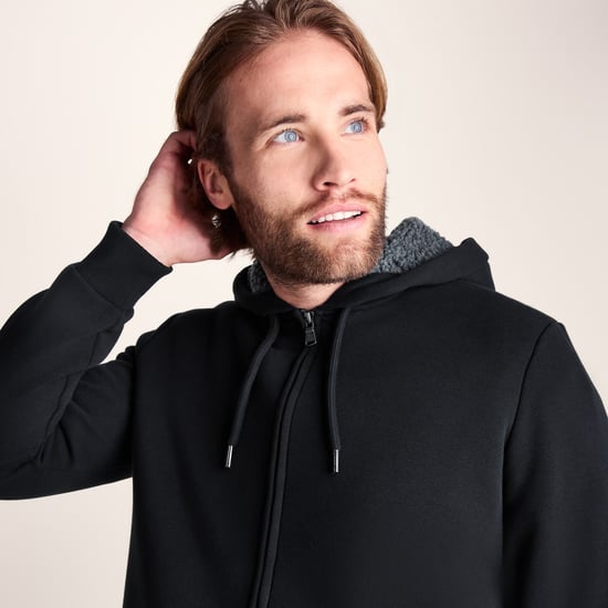 Ramsey Mens Supersoft Sherpa Lined Zip Hoodie - Black - Image 6