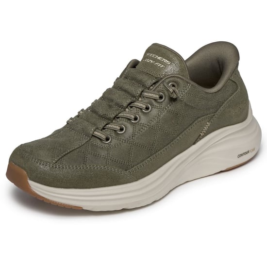 Skechers Contour Foam - Bekväm Passform Läder/Polyester Dam Olive Träningsskor - Image 5