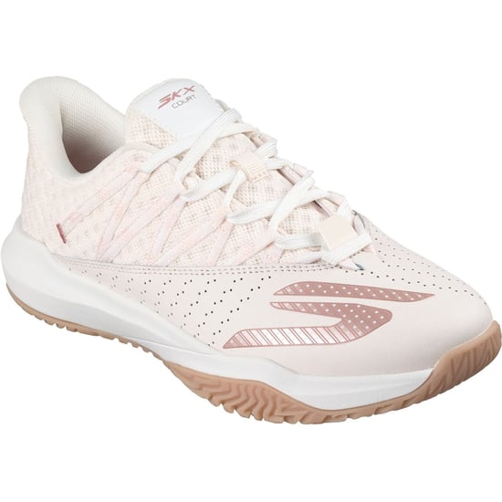Skechers Viper Court Rally Leer Dames Lichtroze Sneakers - Image 1