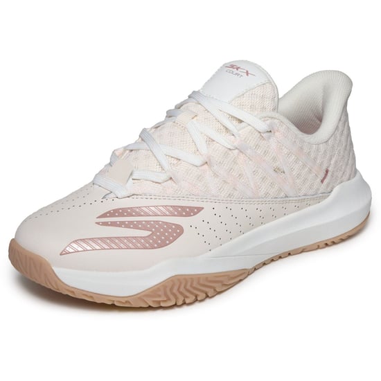Skechers Viper Court Rally Leer Dames Lichtroze Sneakers - Image 5