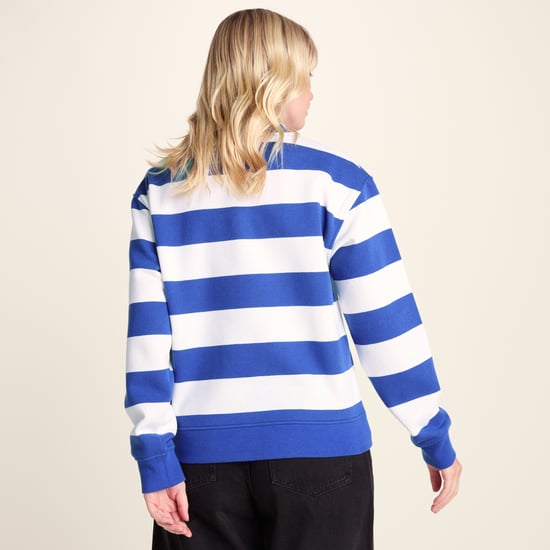 Yuri Womens Supersoft Crew Neck Striped Sweatshirt - Cobalt Stripe - Image 2