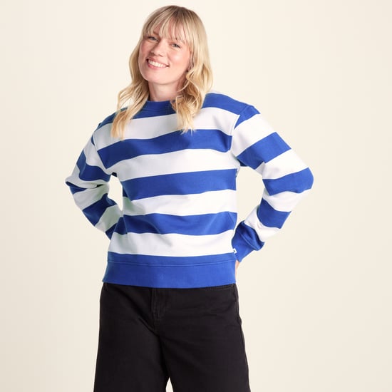 Yuri Womens Supersoft Crew Neck Striped Sweatshirt - Cobalt Stripe - Image 3