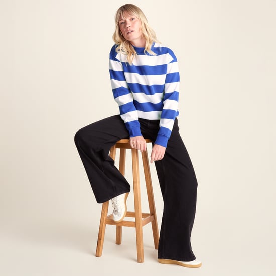 Yuri Womens Supersoft Crew Neck Striped Sweatshirt - Cobalt Stripe - Image 4
