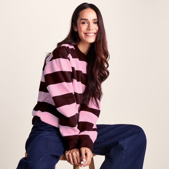Yuri Womens Supersoft Crew Neck Striped Sweatshirt - Huckleberry Stripe - Image 4
