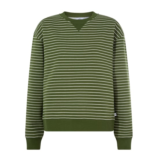 Joyce Womens Supersoft Crew Neck Striped Sweatshirt - Olive Green Stripe - Image 5