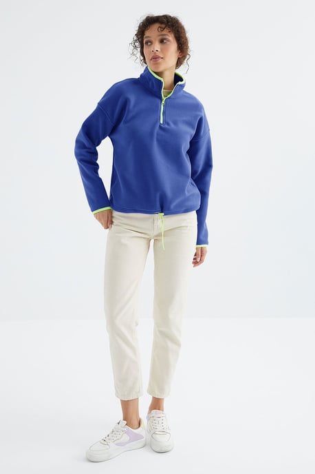 Oversized Pluche Halflange Rits Sweater - Image 2