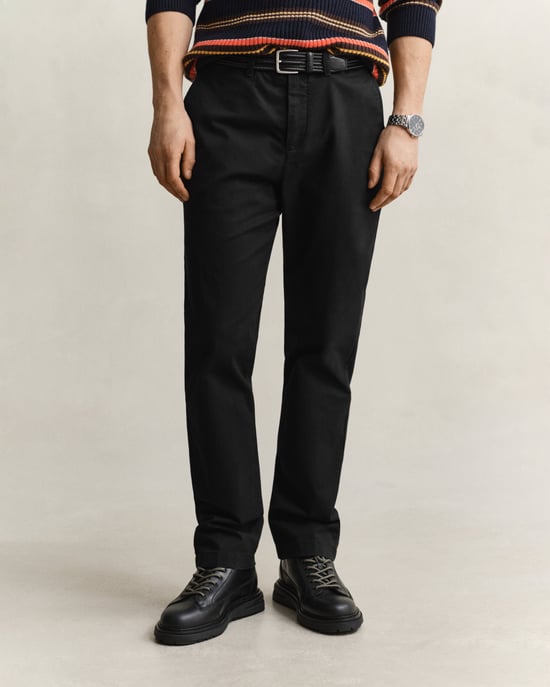 Regular Fit Logo Detail Trousers in Black - Image 1