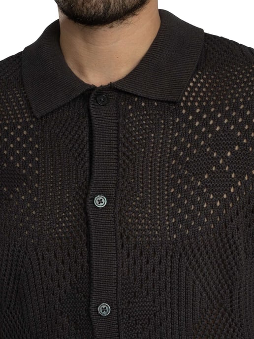 Levi's Camp Knitted Short Sleeved Shirt, Black - Image 4