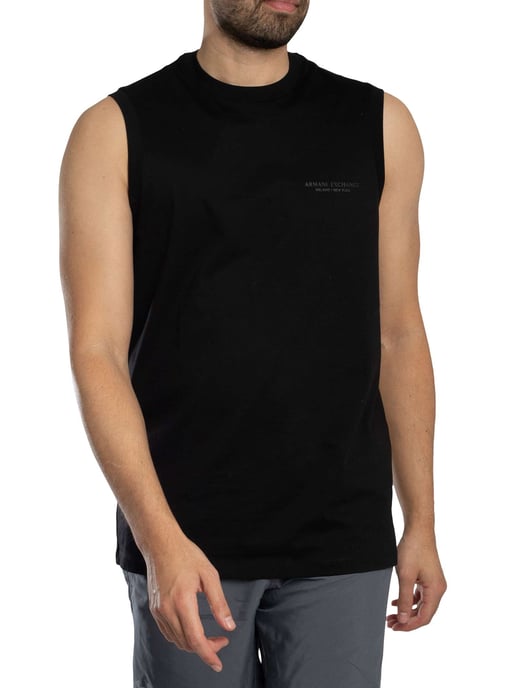 Armani Exchange Relaxed Fit Chest Logo Tank Top, Black - Image 2