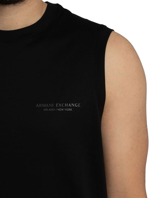 Armani Exchange Relaxed Fit Chest Logo Tank Top, Black - Image 4