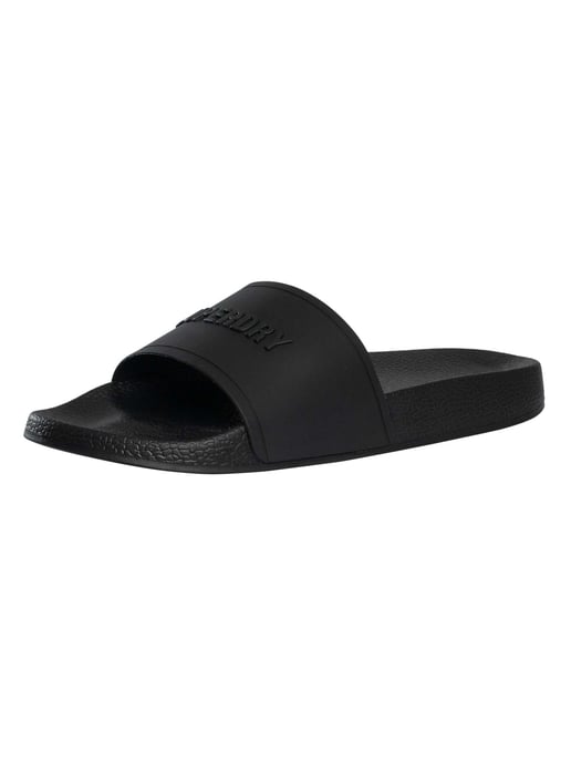 Superdry Premium Grafische Zwembadsliders, Zwart - Image 1