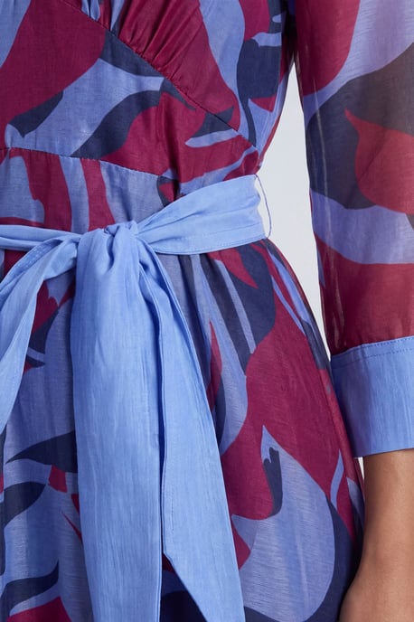 Mix Print Organza Belted Midi Dress - Image 3