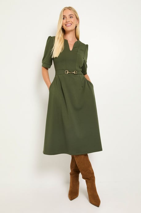 Petite Ponte Snaffle Trim Midi Dress - Image 4